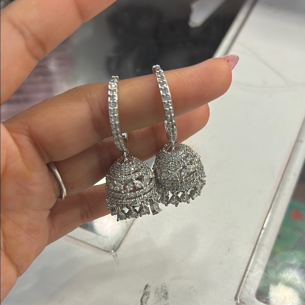 Elegant Silver Jhumka Earrings